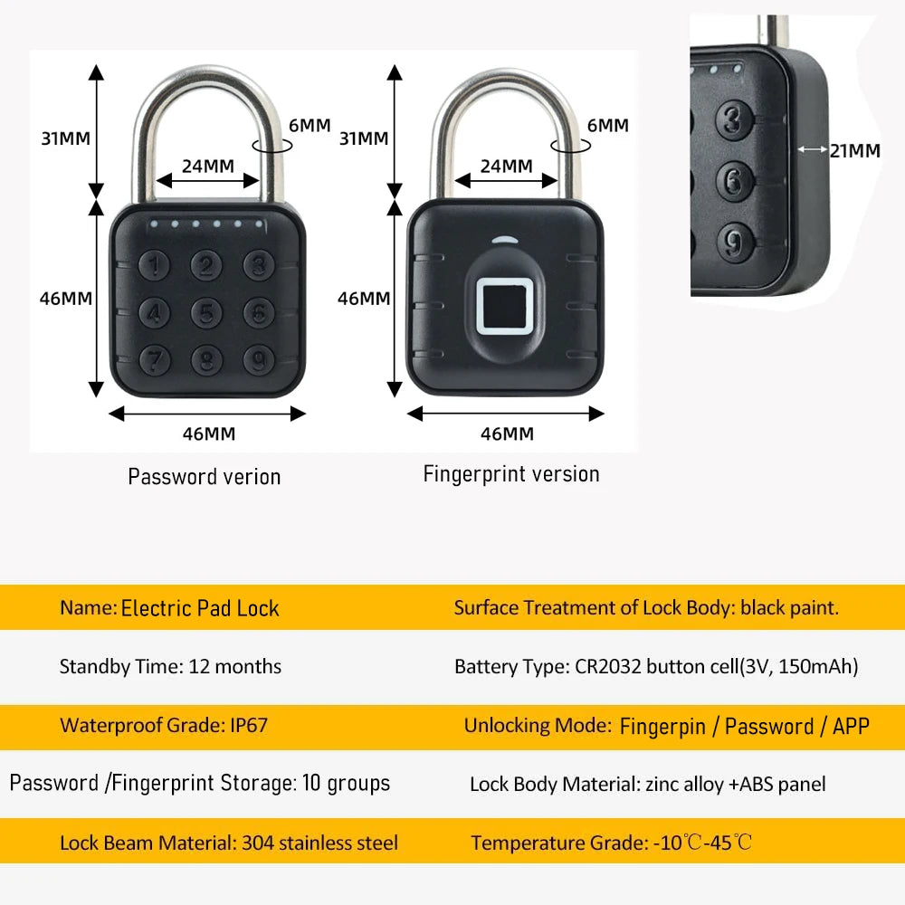 Smart Bluetooth Fingerprint Travel Lock