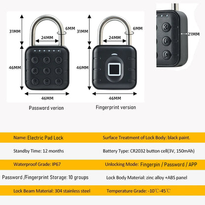 Smart Bluetooth Fingerprint Travel Lock